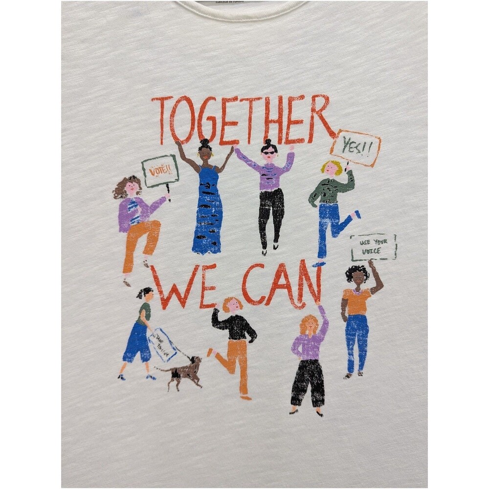 Maeve Anthropologie Together We Can Top XS Womens Rights Feminist Go Vote White